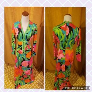 Vtg Peck and peck floral Hawaii maxi dress size 10